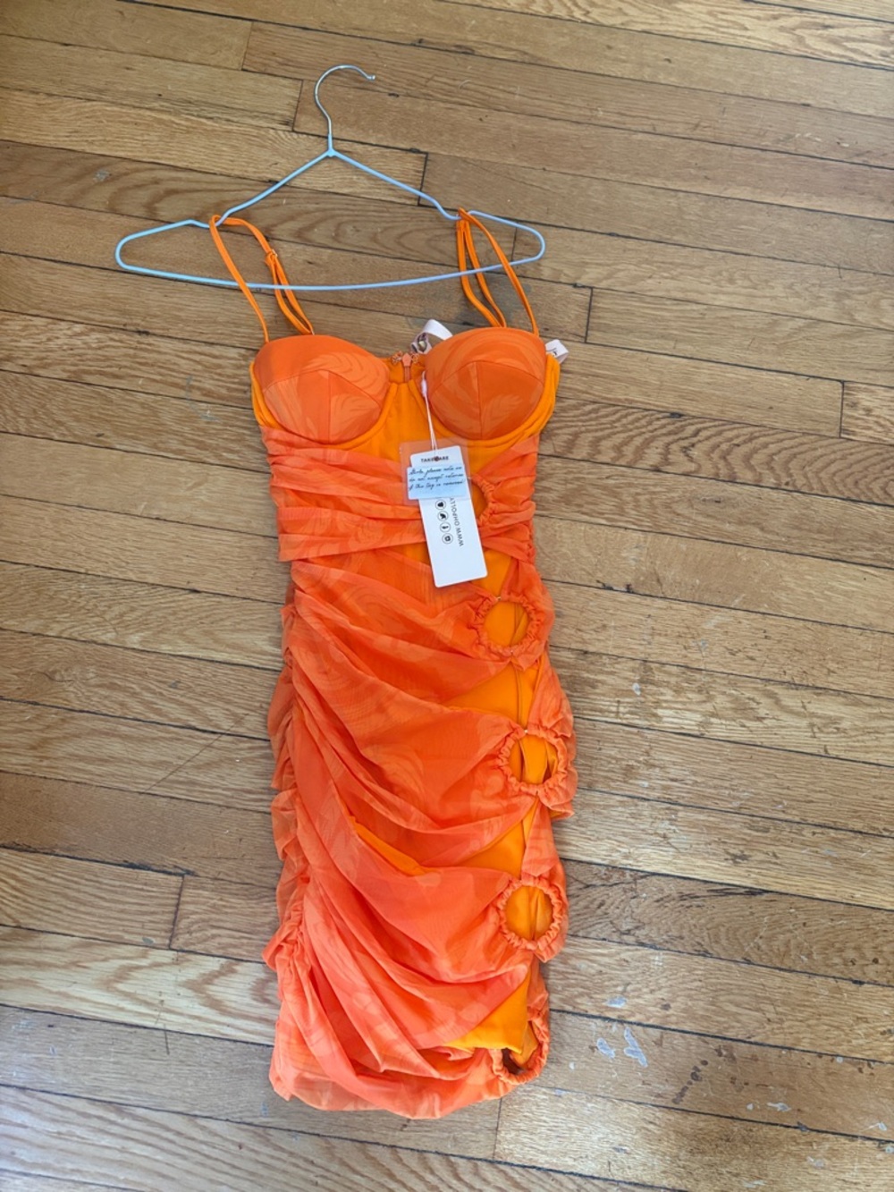 Oh Polly Orange Ruched Cutout Chemise